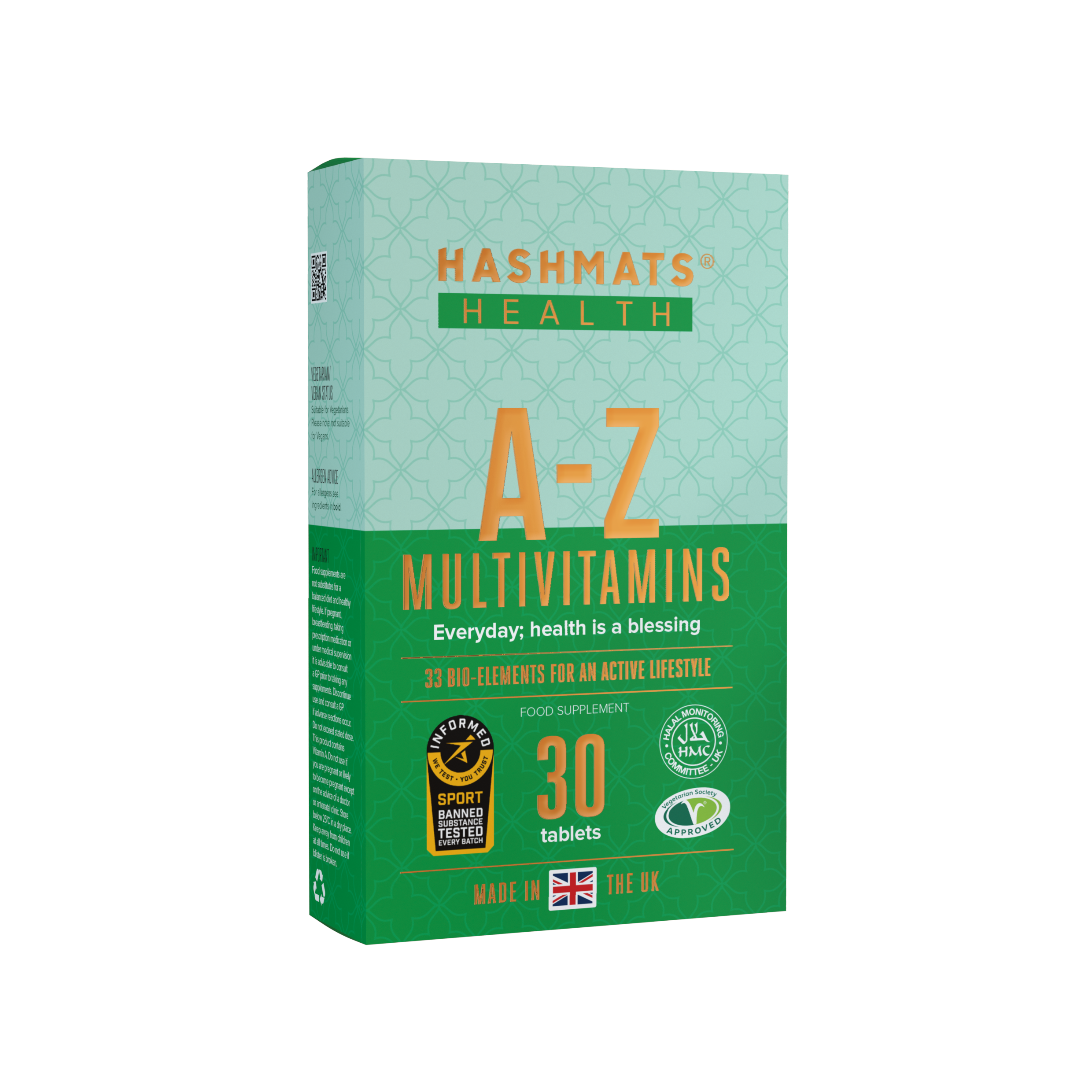 A-Z Multivitamins 30 - with 33 Bio-elements by HASHMATS®