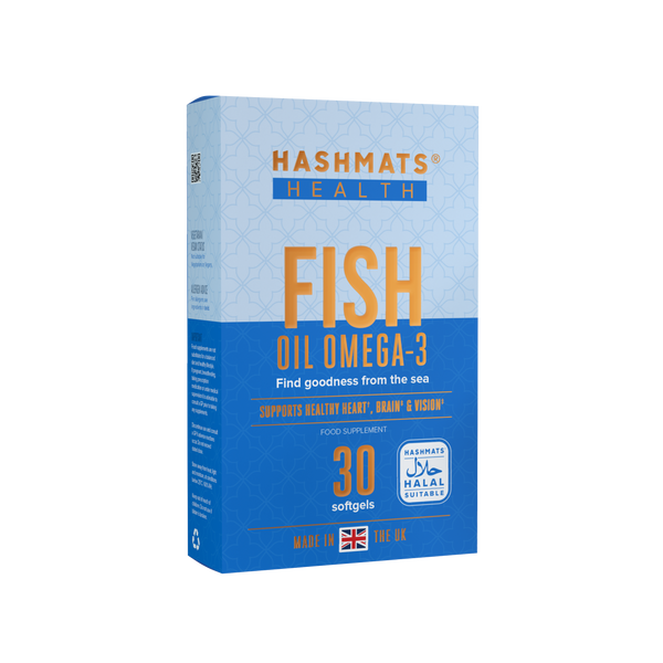 Fish Oil Omega-3 (30 softgels x6) Halal Gelatine by HASHMATS®