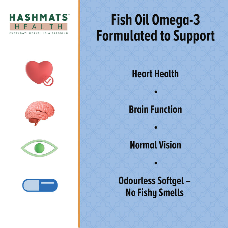 Fish Oil Omega-3 Halal Gelatine by HASHMATS® - Hashmats Health - halal vitamins