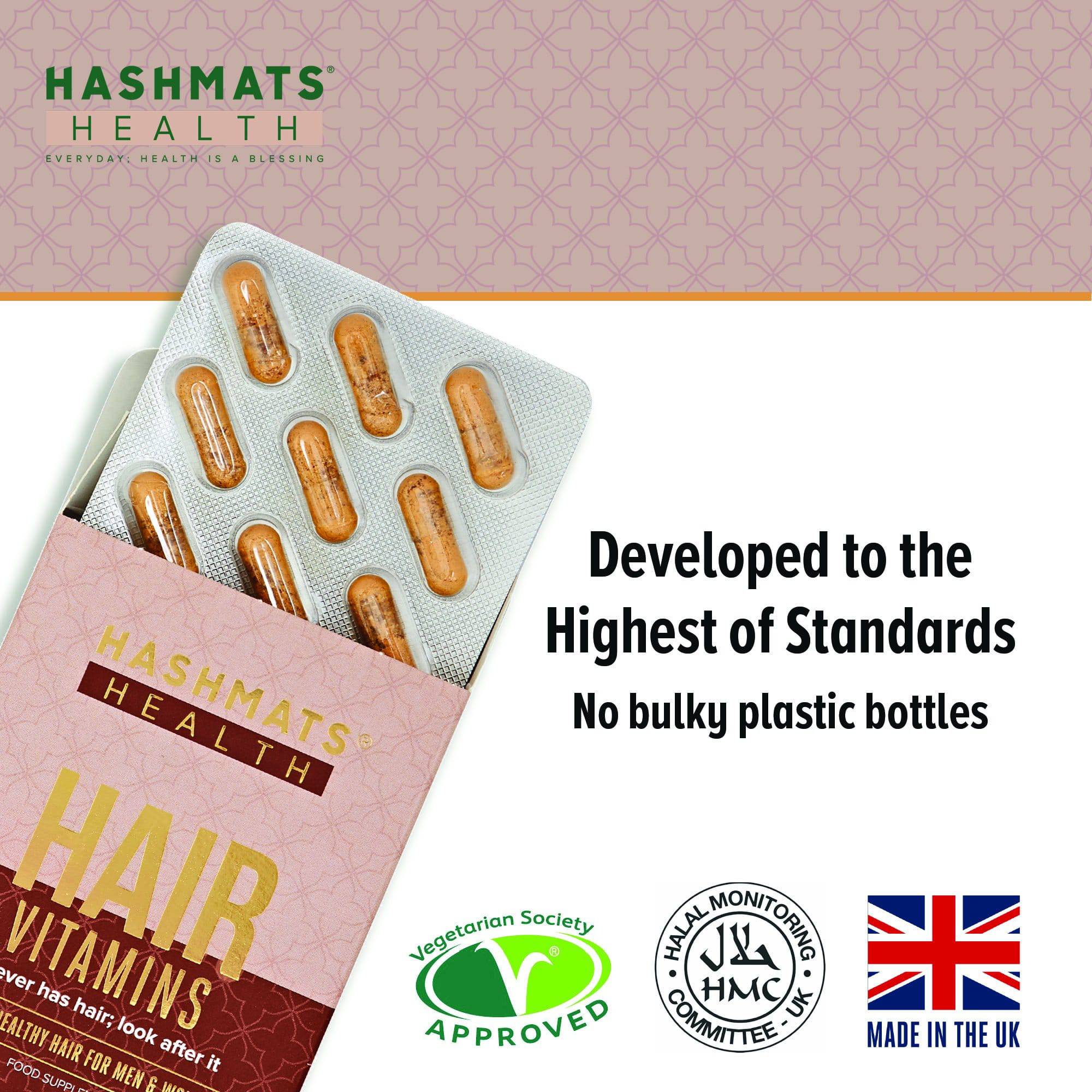 halal vitamins Hair, Skin & Nail Vitamins Vegan by HASHMATS® (30 capsules x6) Bundle - Hashmats Health