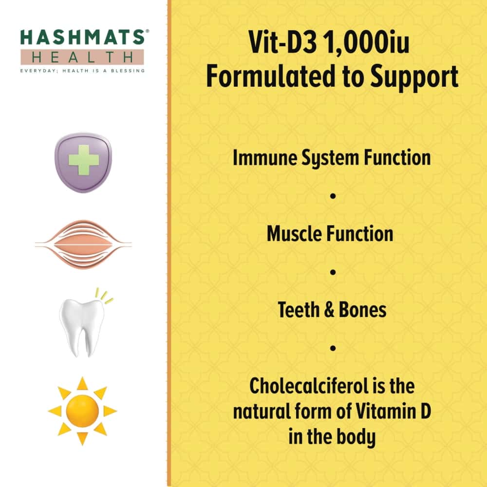 halal vitamins Vitamin D 1000iu - Vit-D3 by HASHMATS® - Hashmats Health